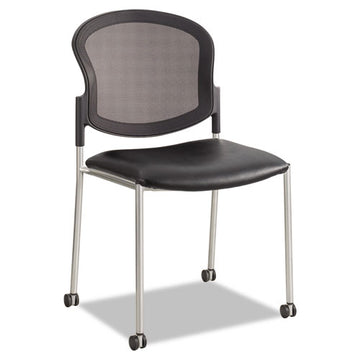 Safco® Diaz Guest Chair, Fabric Seat-back, 19.5" X 18.5" X 33.5", Black Seat-back, Silver Base freeshipping - TVN Wholesale